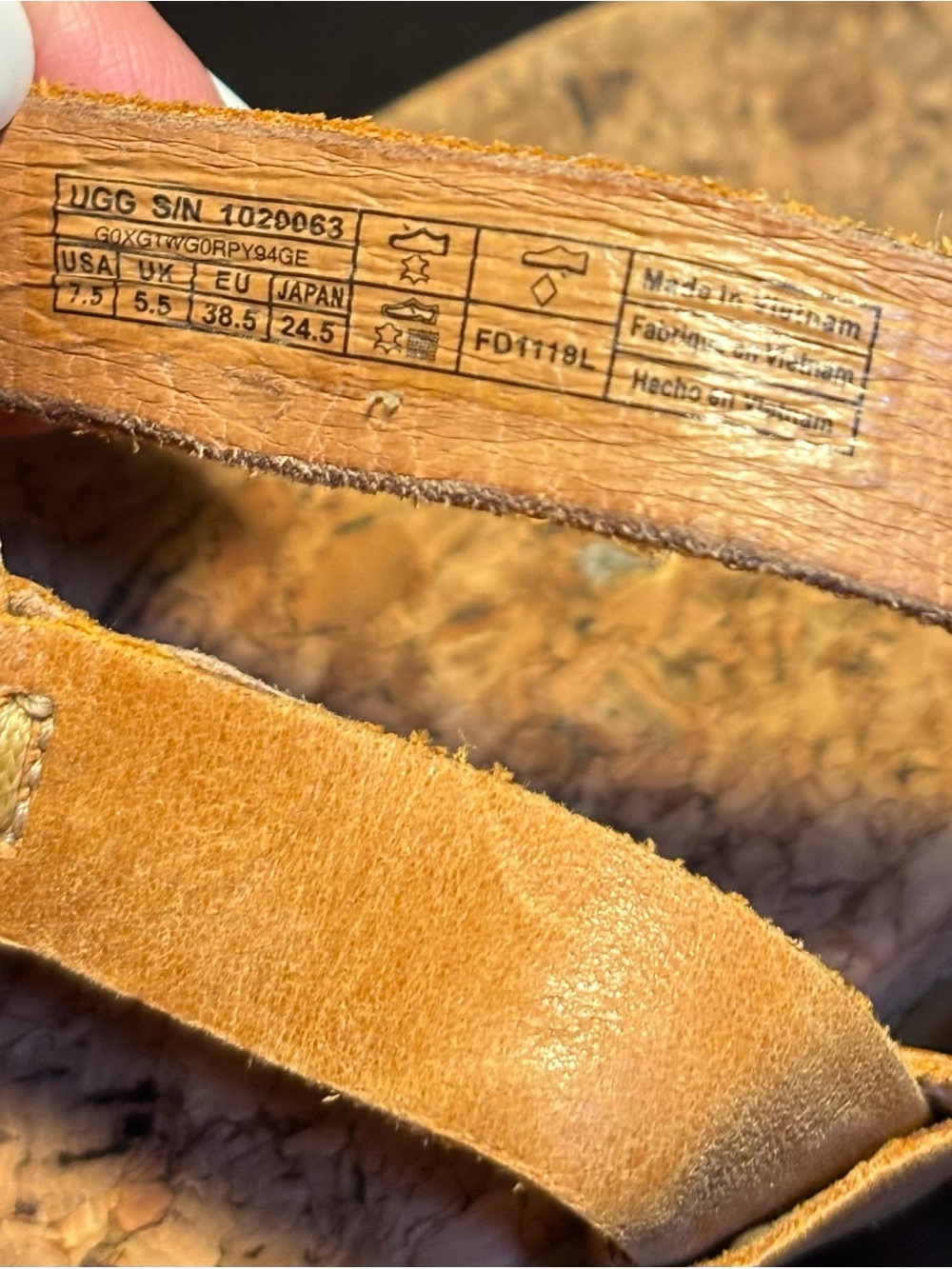 UGG Women's Tan Cork Thong Sandals with Medallion Detail - Picture 9 of 10